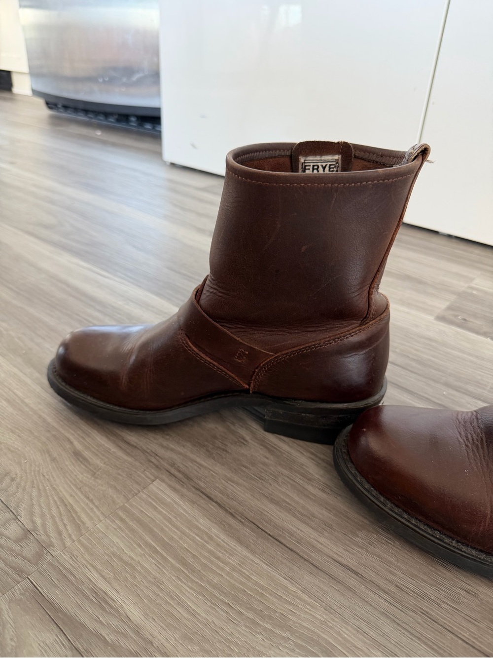 Frye Harness 8R ($458) Brown Distressed Leather Ankle Moto Boots Women Sz 8/8.5 - Picture 9 of 16